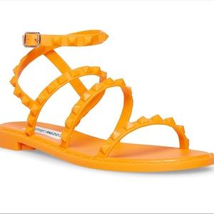 Steve Madden Womens Travel Jelly Open Toe Beachy Sandal Orange